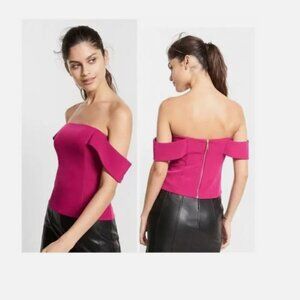 Express Pink Off The Shoulder Zipper Back Fitted Top Sizes 4,10 NEW WITH TAG!